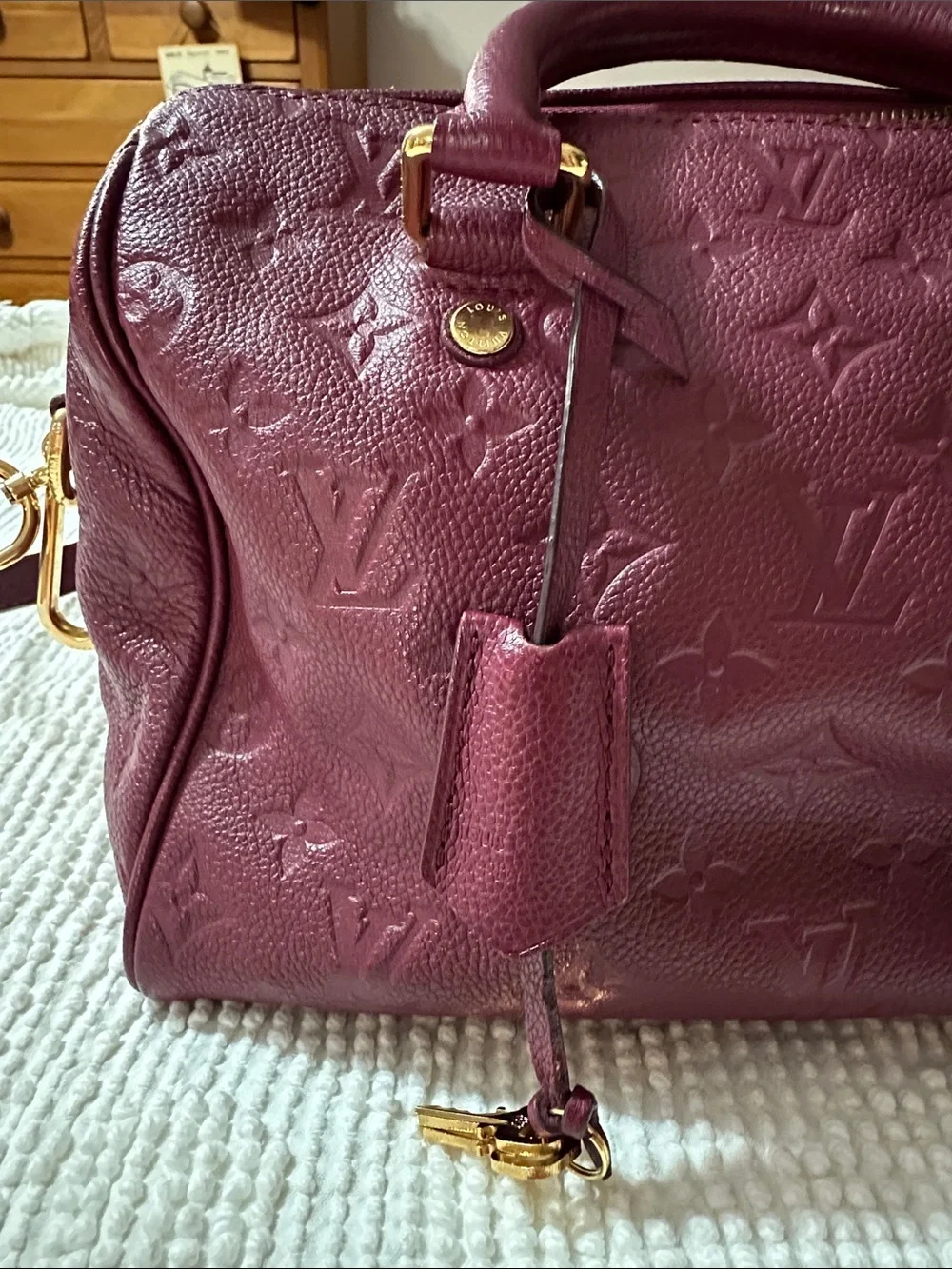 Louis Vuitton Burgundy Plum Monogram Speedy with Gold Hardware